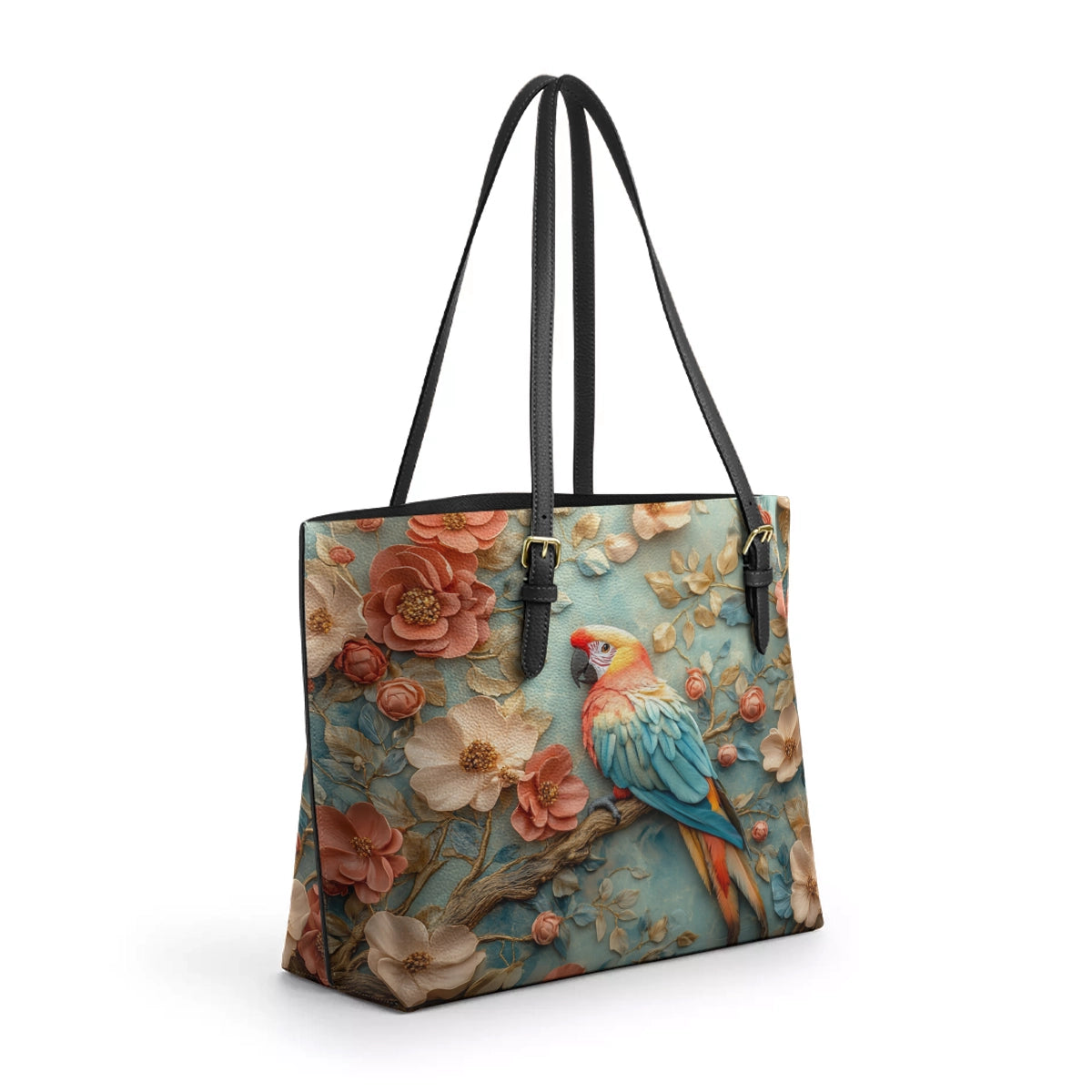 Shineful Leather Tote Bag - Macaw Majesty