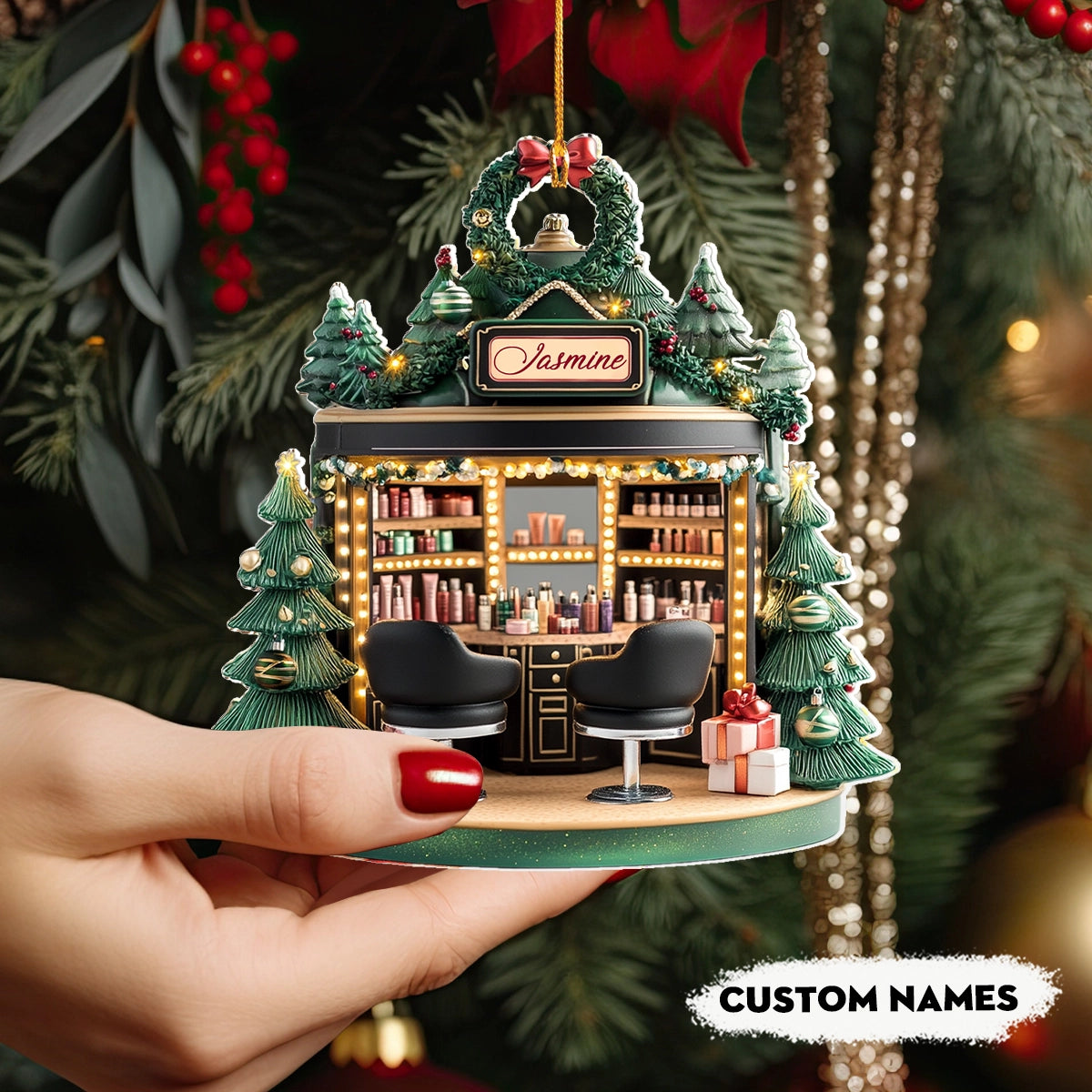 Shineful 2D Acrylic Ornament Personalized  Holiday Beauty Haven