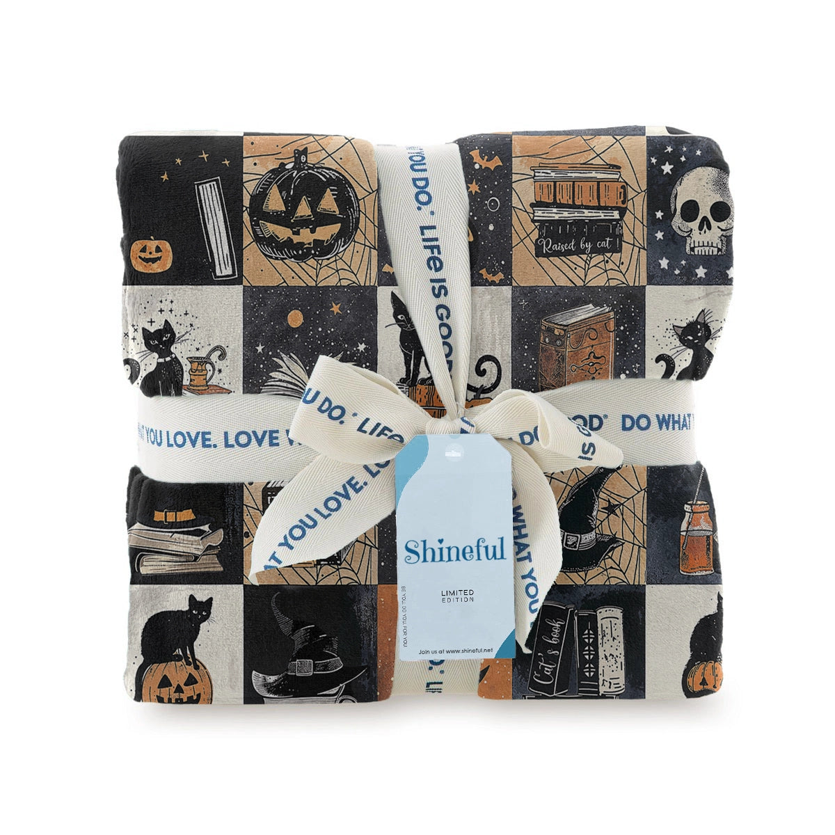Shineful Fleece Blanket Halloween Bookish Cat