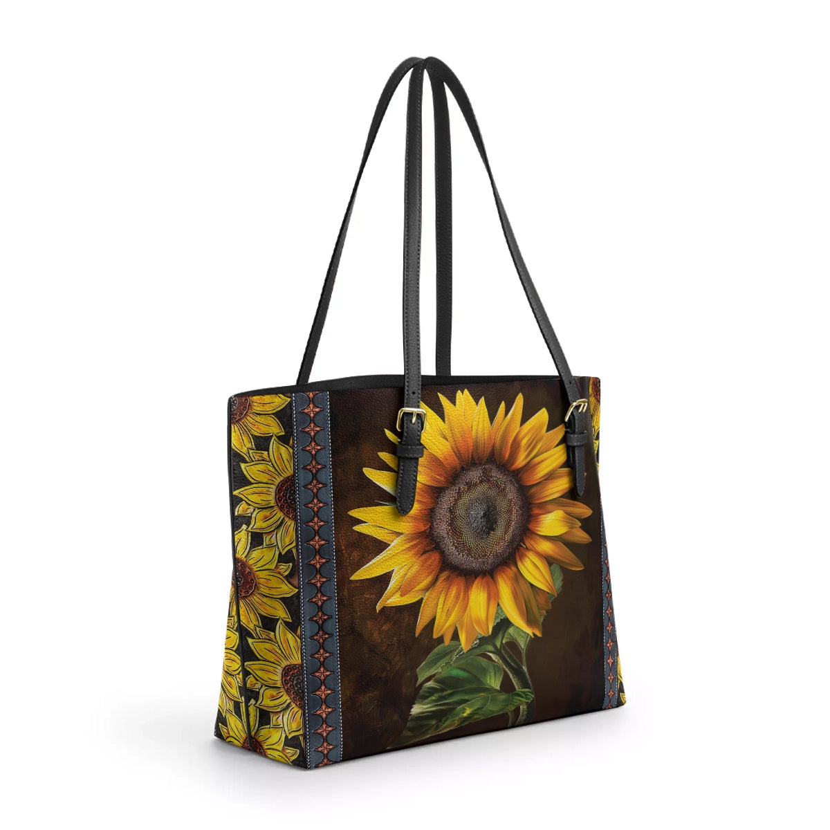 Shineful Leather Tote Bag Sunflower Faith Hope