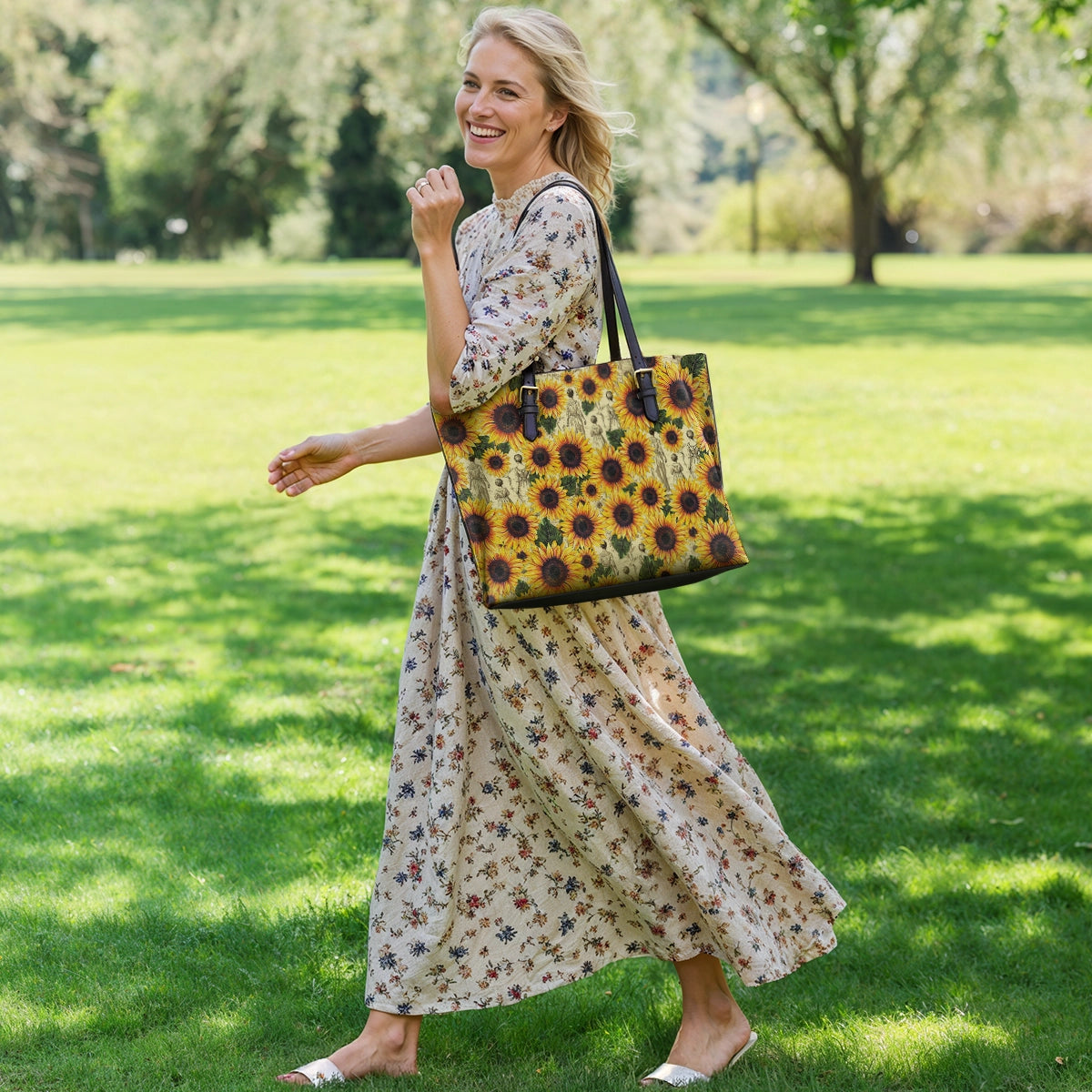 Shineful Leather Tote Bag Sunflower Legacy - Grandma, Mom & Daughter Edition