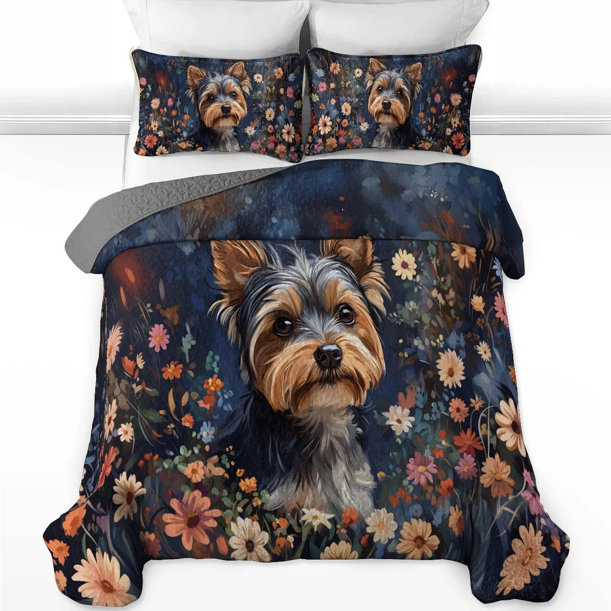 Shineful All Season Quilt 3-Piece Set Enchanted Yorkie Bloom
