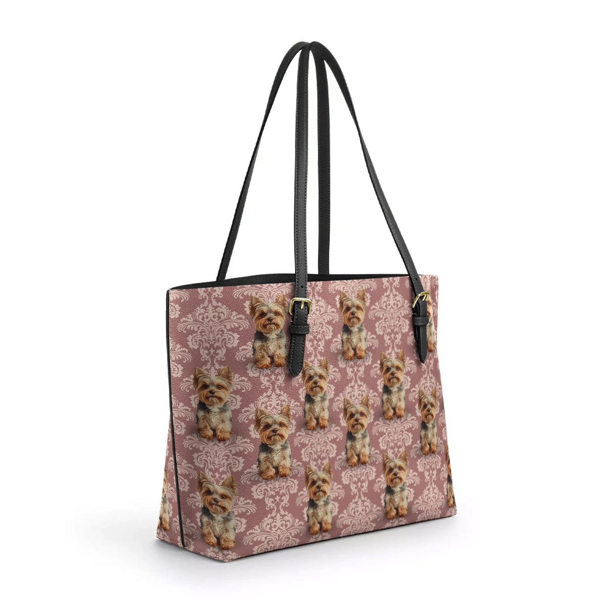 Shineful Leather Tote Bag Elegant Yorkie Bliss