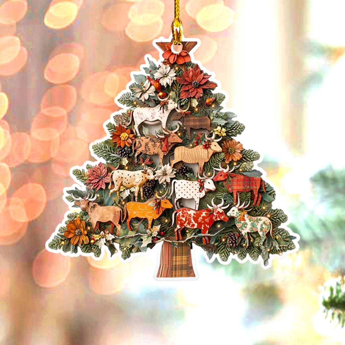 Shineful 2D Acrylic Ornament Charming Floral Cows