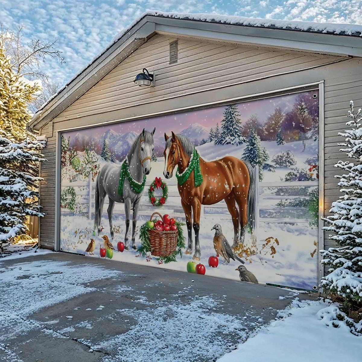 Shineful Garage Door Banner Decoration Holiday Stable Elegance