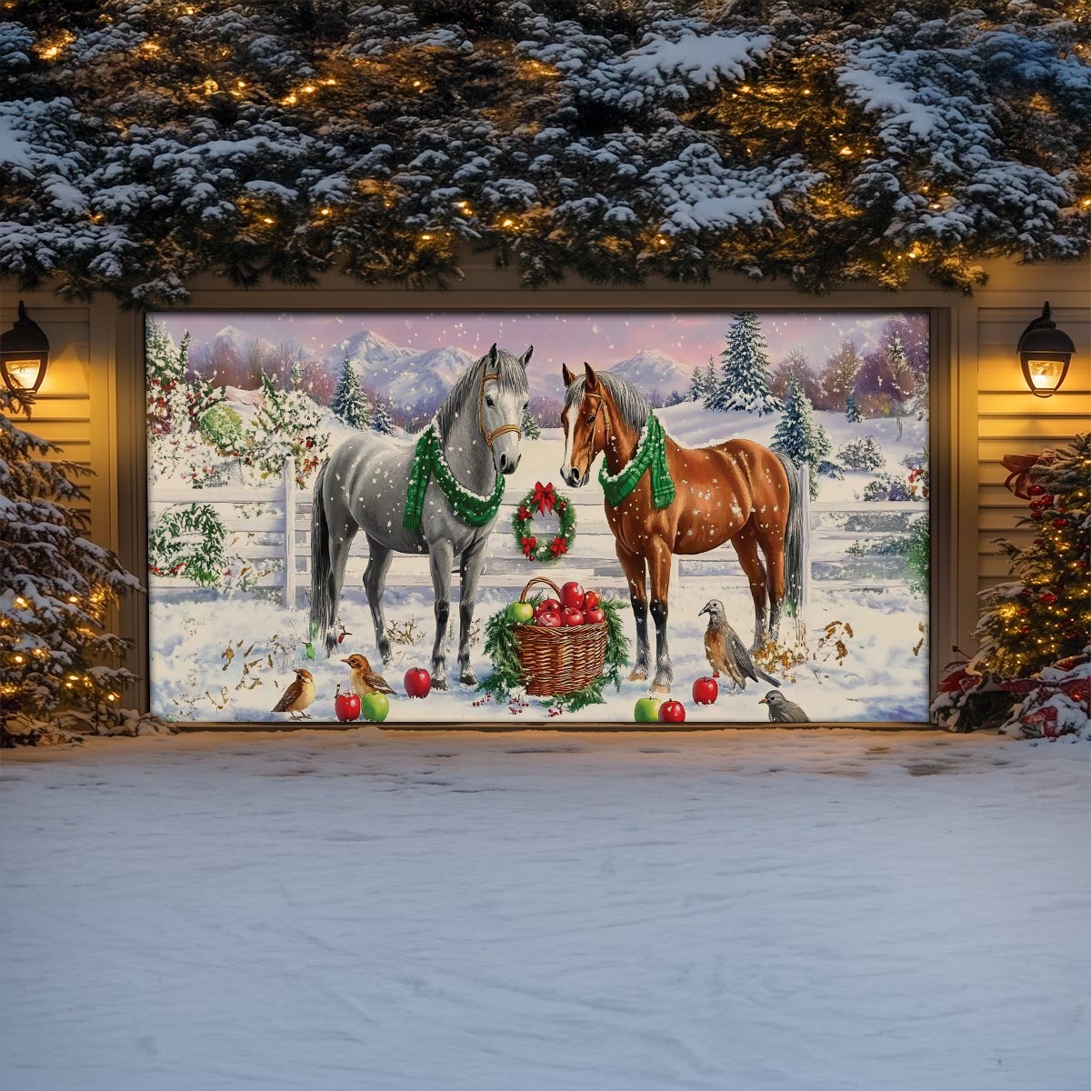 Shineful Garage Door Banner Decoration Holiday Stable Elegance