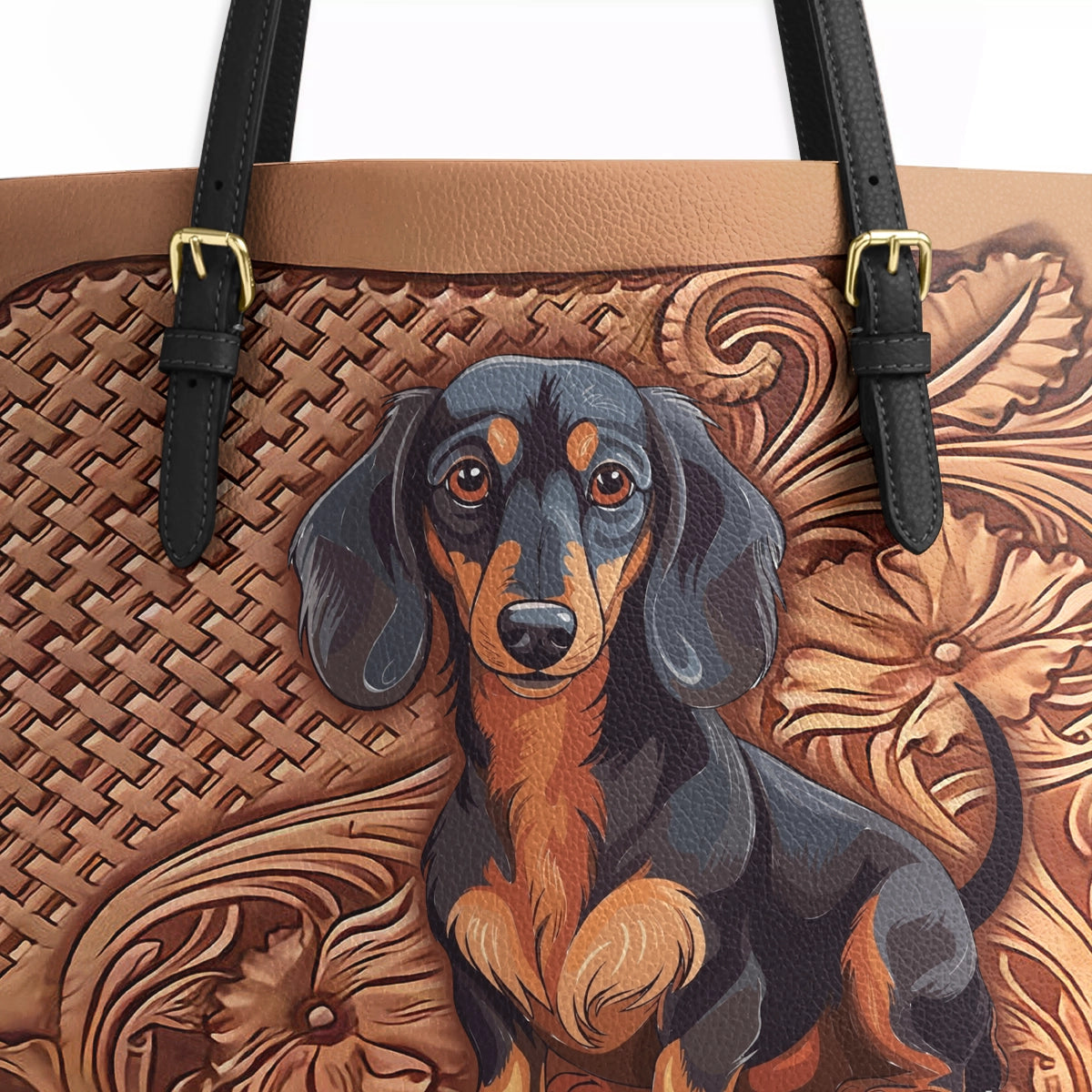 Shineful Leather Tote Bag Dachshund Strength