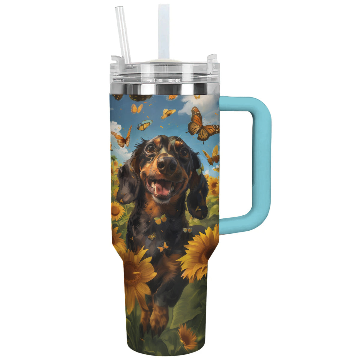 Shineful Tumbler Dachshund In Sunflower Field