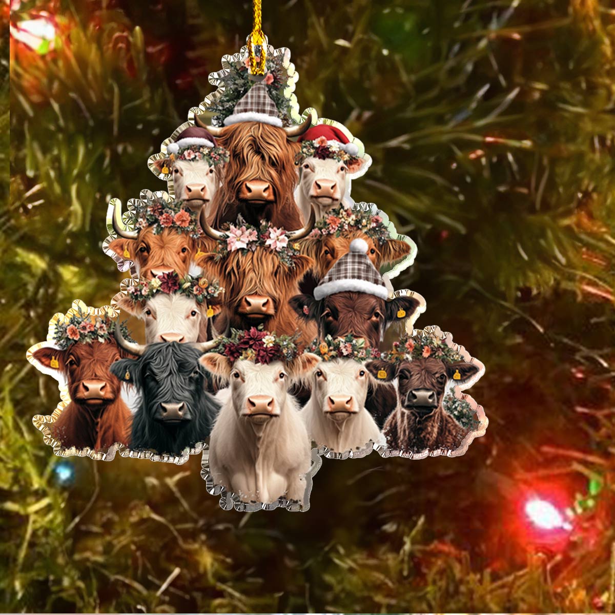 Shineful 2D Acrylic Ornament Merry Christmas Cows