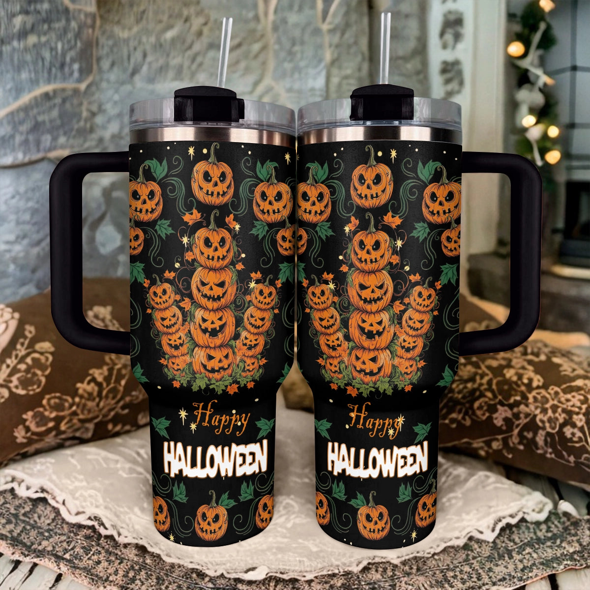 Shineful Tumbler Halloween Pumpkin Stack