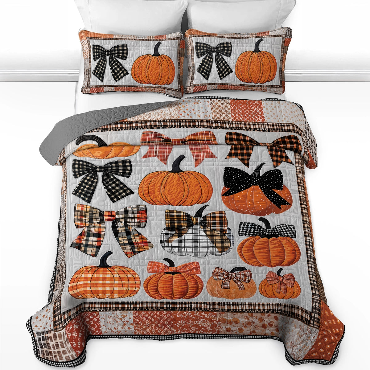 Shineful All Season Quilt 3-Piece Set Sweet Love Pumpkins