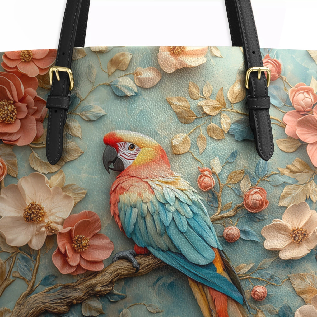 Shineful Leather Tote Bag - Macaw Majesty