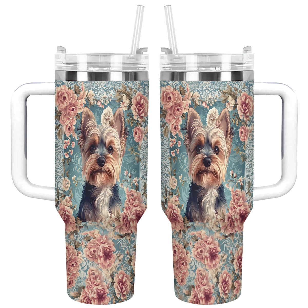 Shineful Tumbler Yorkie Rose Bloom Elegance