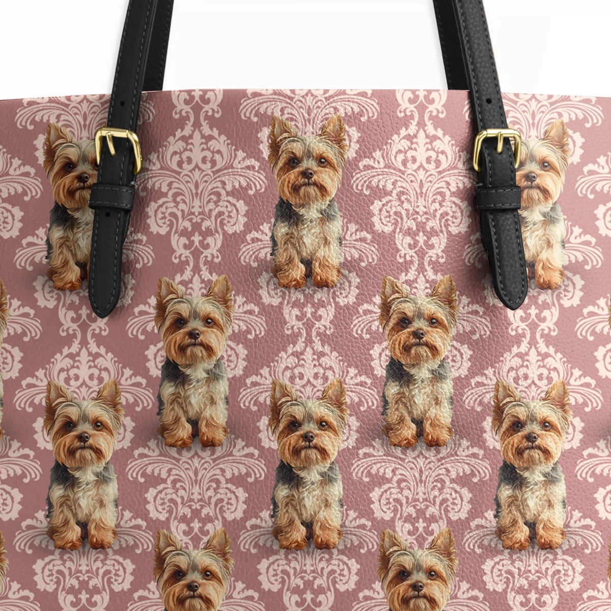 Shineful Leather Tote Bag Elegant Yorkie Bliss