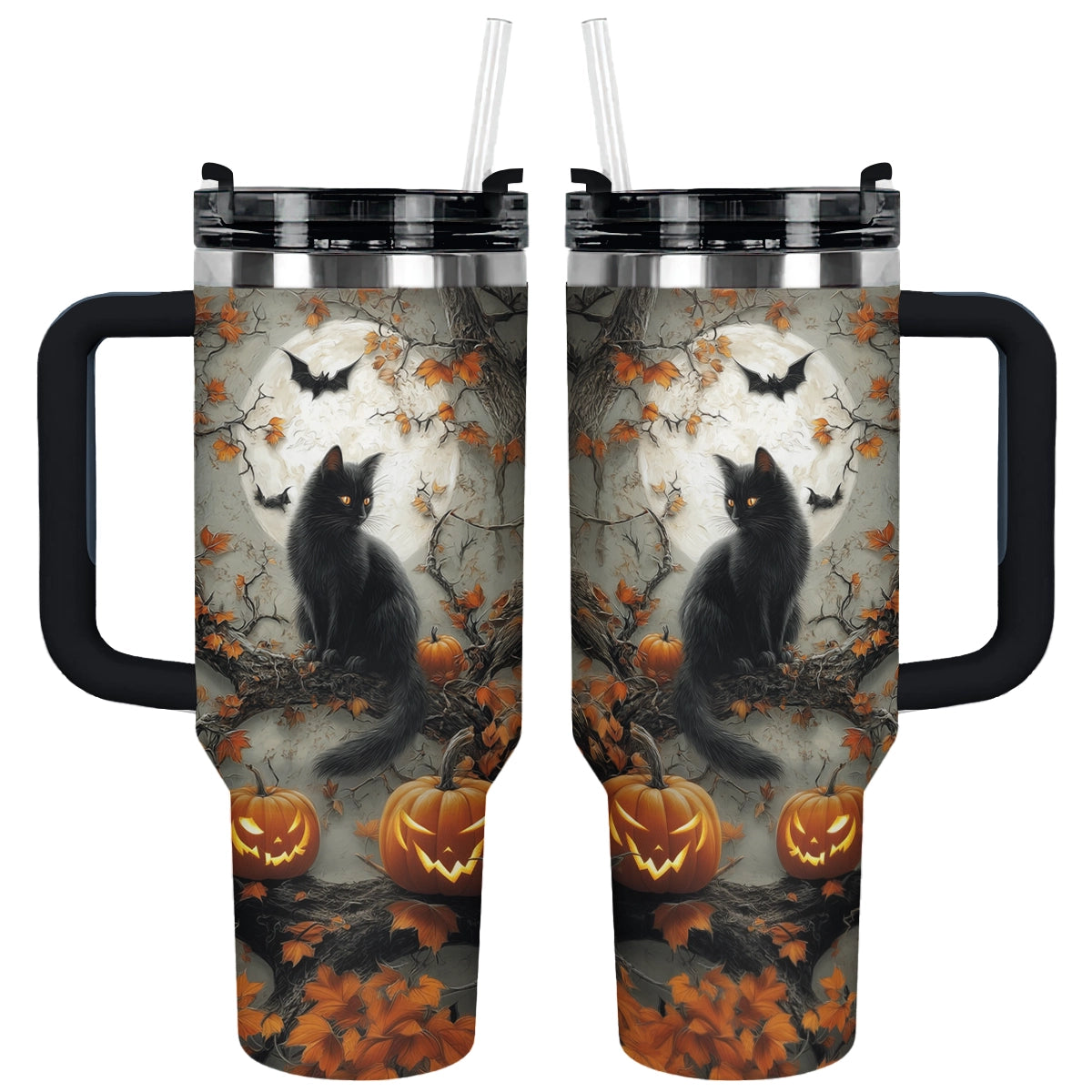 Shineful Tumbler Halloween Moonlit Familiar Cat