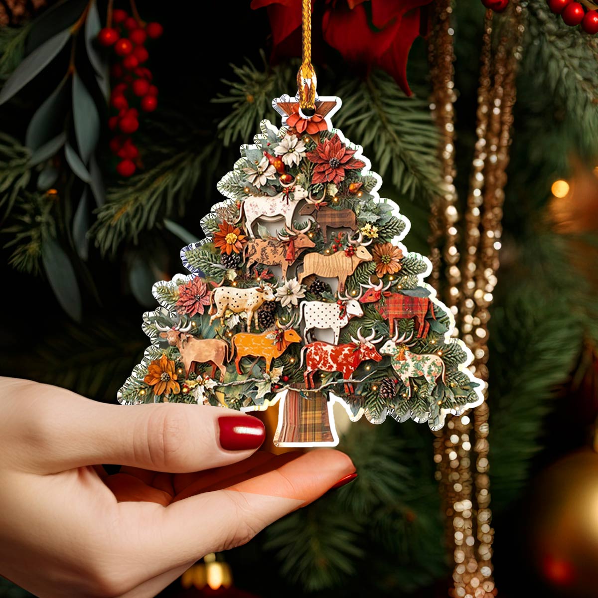 Shineful 2D Acrylic Ornament Charming Floral Cows