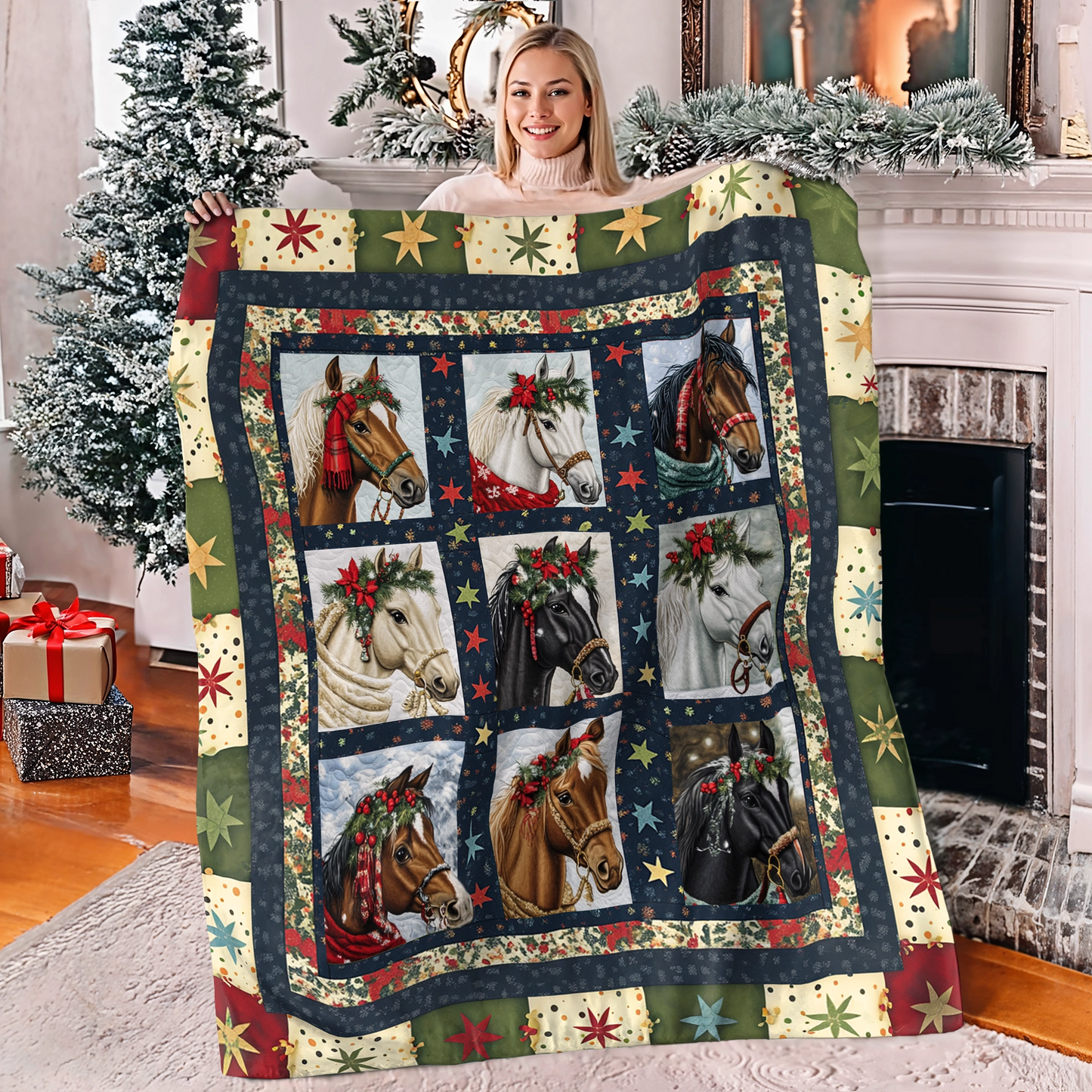 Shineful Fleece Blanket Starlit Horse Holiday