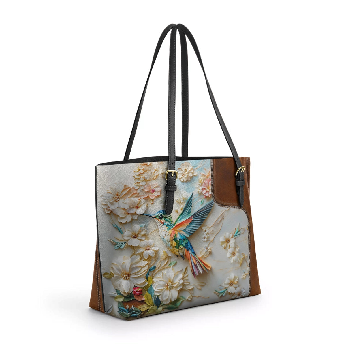 Shineful Leather Tote Bag Wings of Bloom