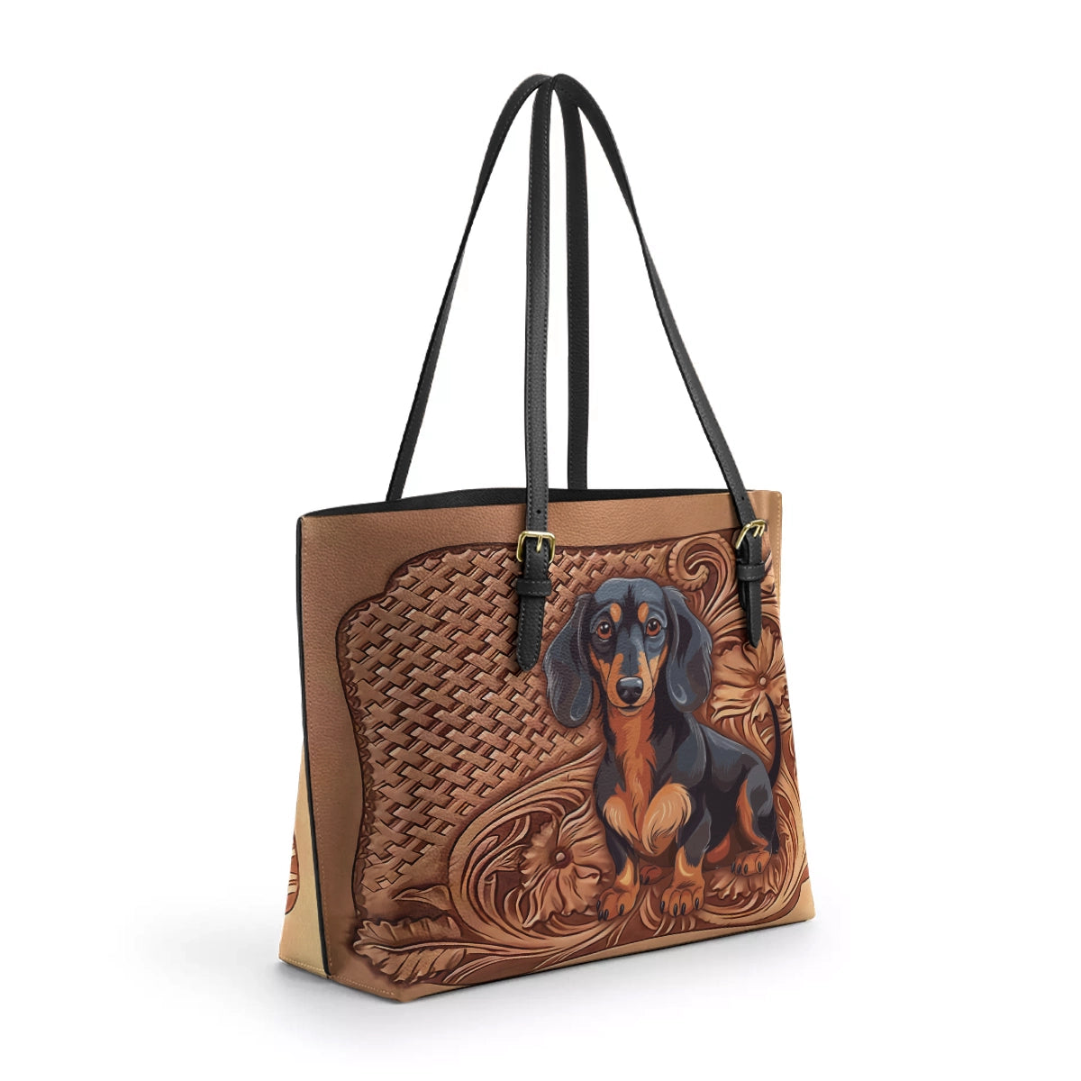 Shineful Leather Tote Bag Dachshund Strength