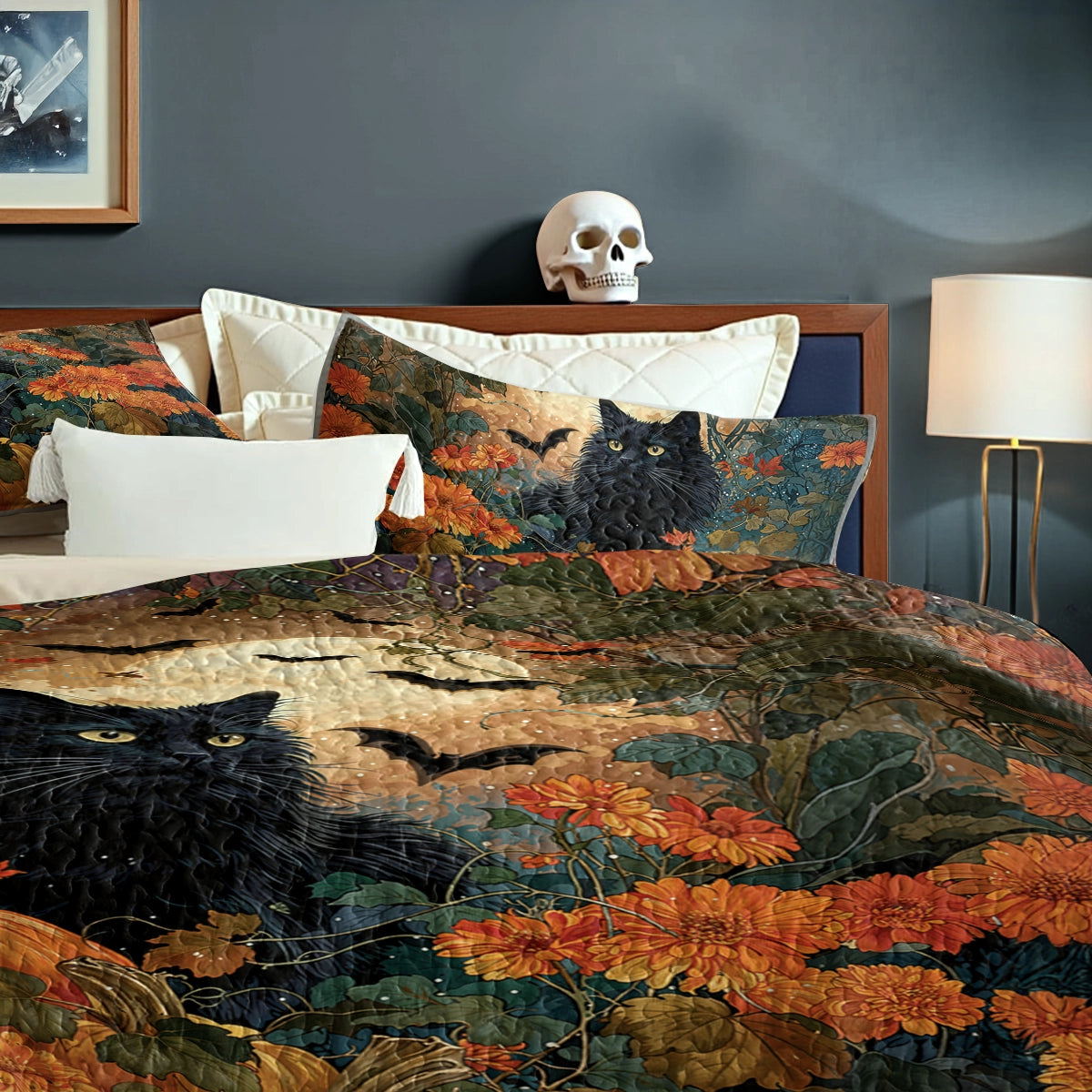 Shineful All Season Quilt 3-Piece Set Cat Autumn Enchantress