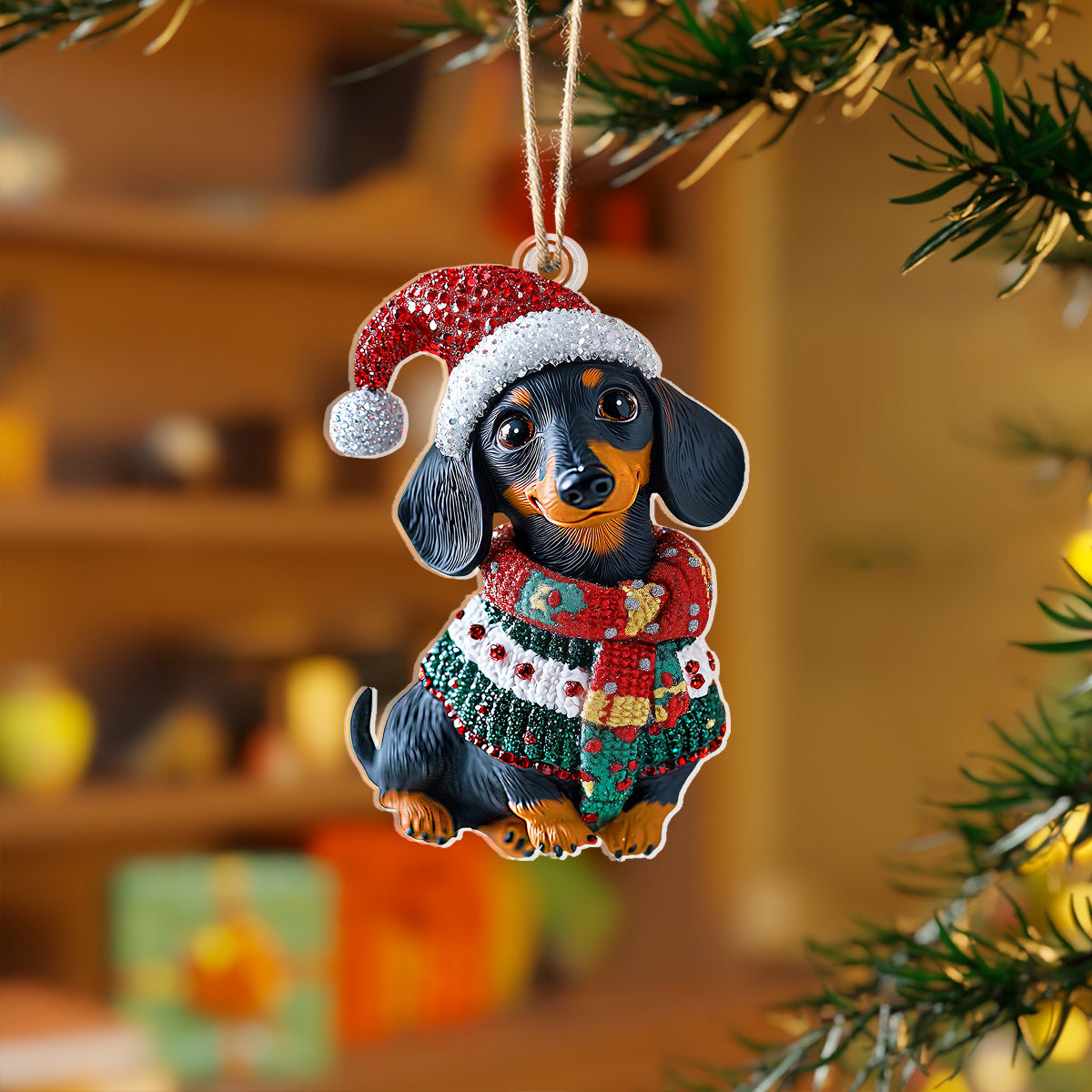 Shineful 2D Acrylic Ornament Christmas Dachshund Collection