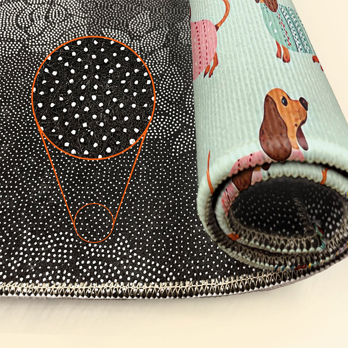 Shineful Ultra-Thin Non Skid Floor Mat, Kitchen Rugs Colorful Dachshunds