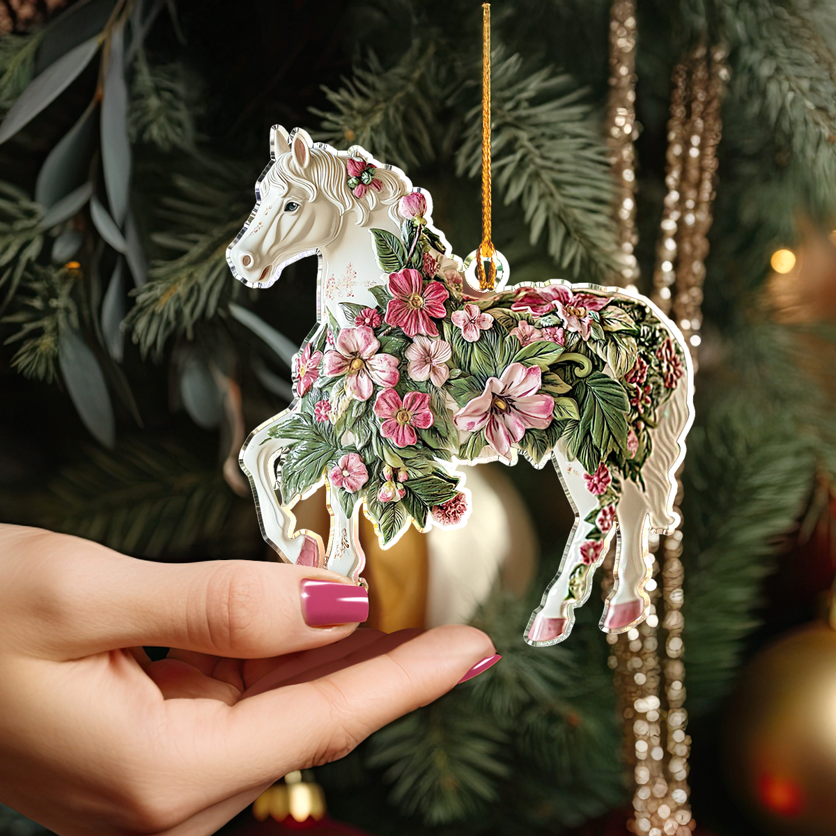 Shineful 2D Acrylic Ornament Pink Floral Majesty Elegance