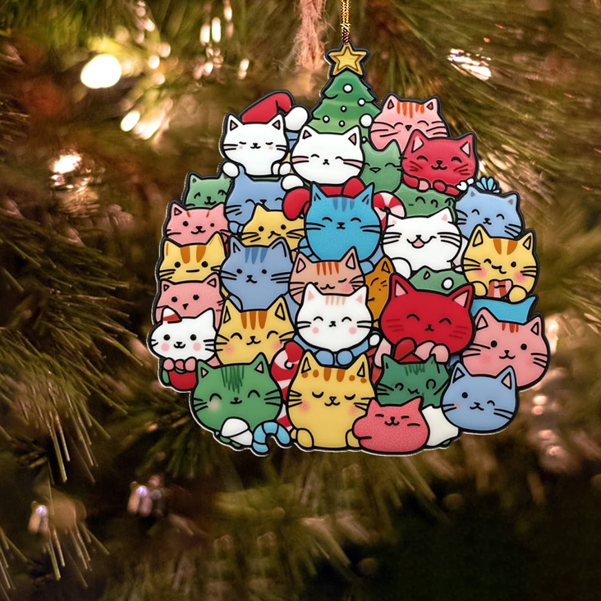 Shineful 2D Acrylic Ornament Cuteness Overload Cats Christmas