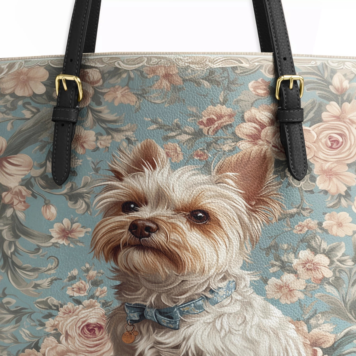 Shineful Leather Tote Bag Royal Yorkie Elegance
