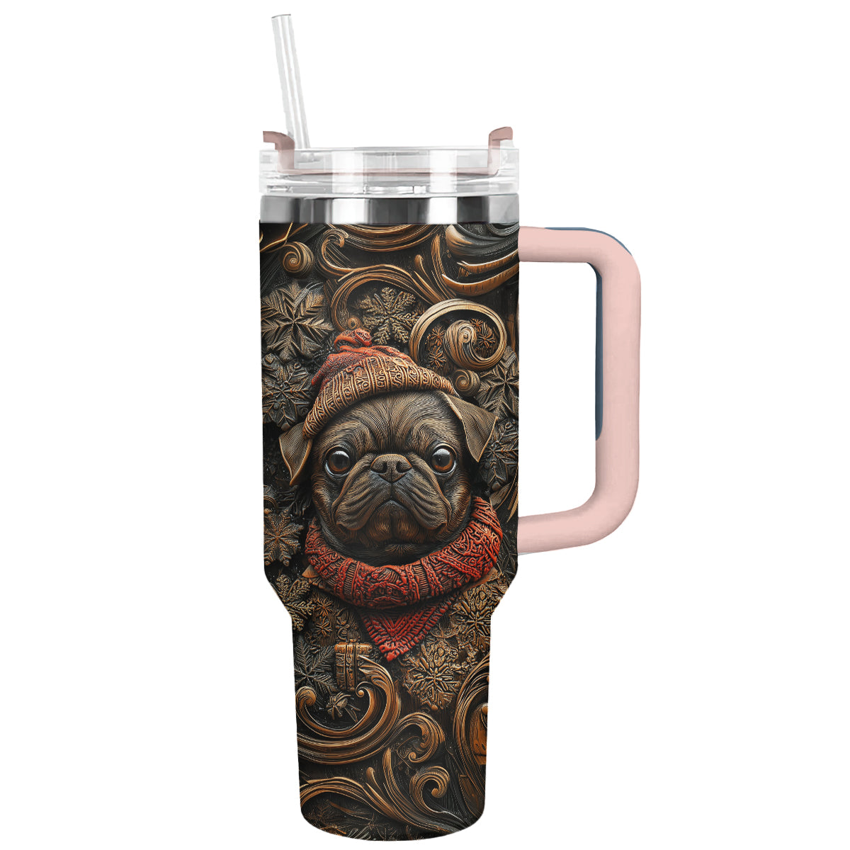 Shineful Glossy Tumbler Wooden Christmas Pug