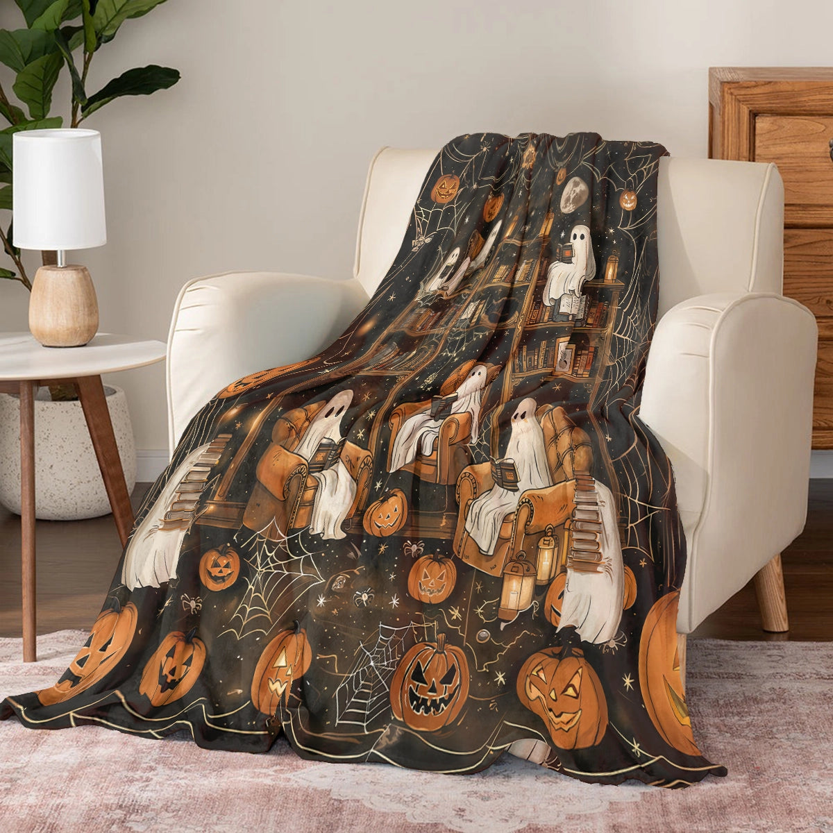 Shineful Fleece Blanket Halloween Book Club