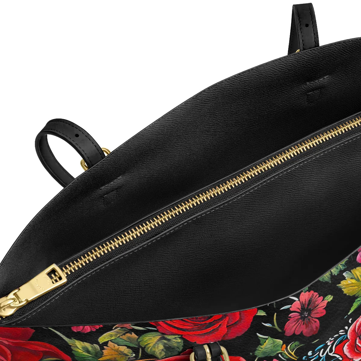 Shineful Leather Tote Bag - Roses & Sugar Skull Elegance