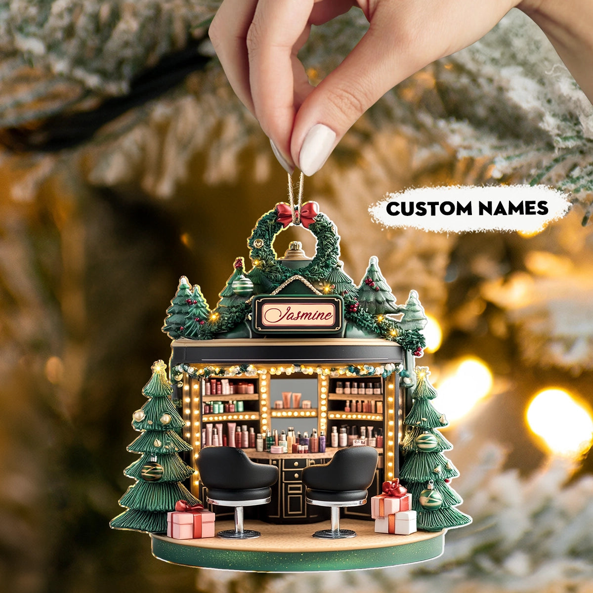 Shineful 2D Acrylic Ornament Personalized  Holiday Beauty Haven
