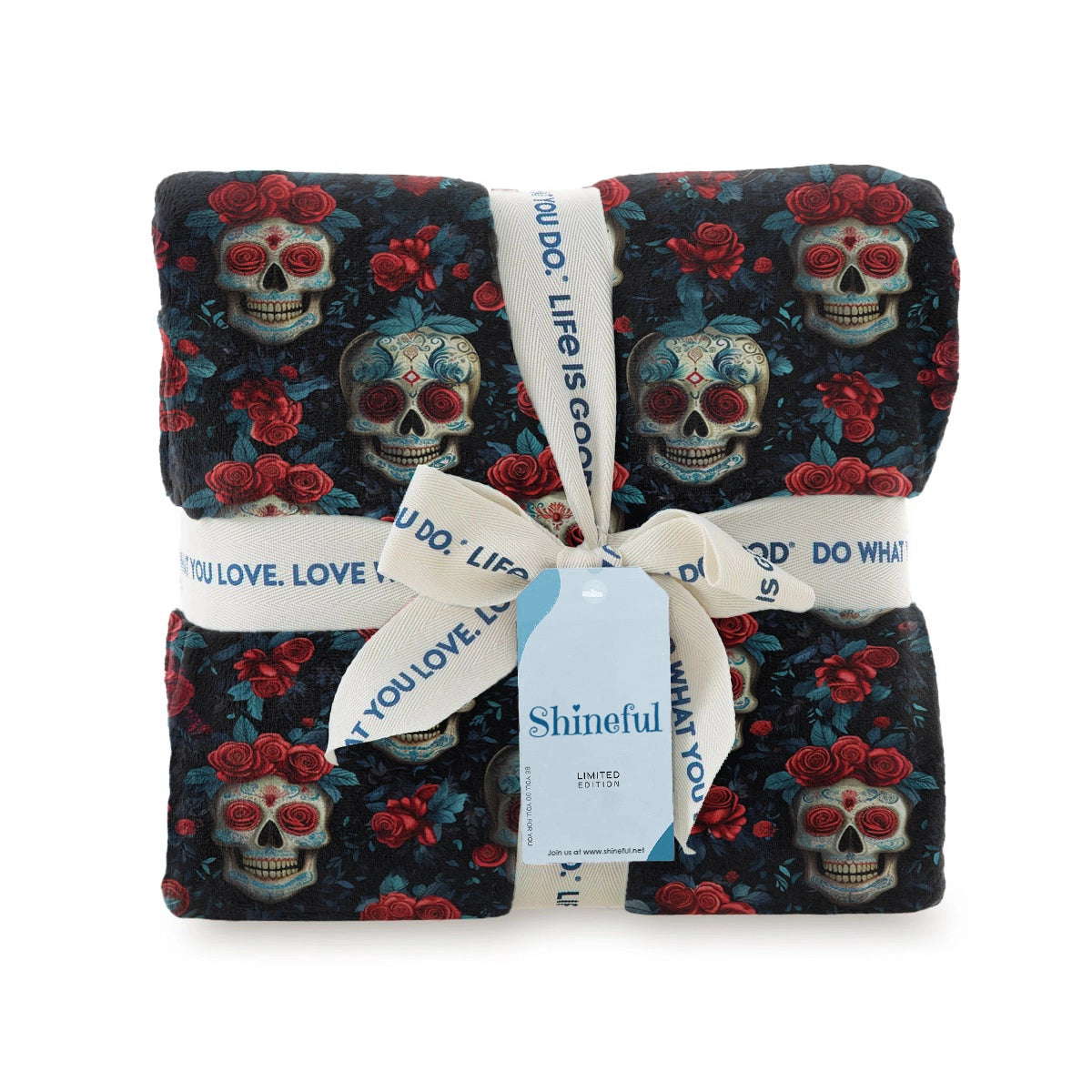 Shineful Fleece Blanket Sugar Skull & Roses Noir