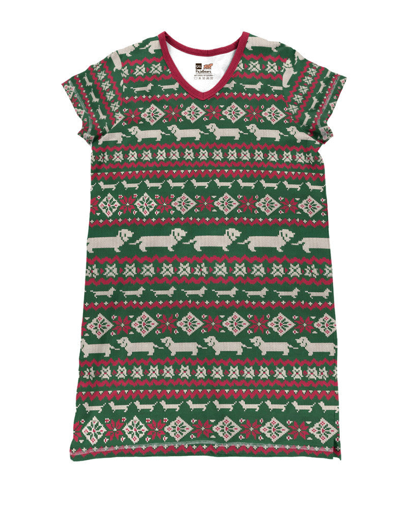 Dachshund Ugly Pattern V-Neck Shineful® Nightshirt Hm8 Nightshirts
