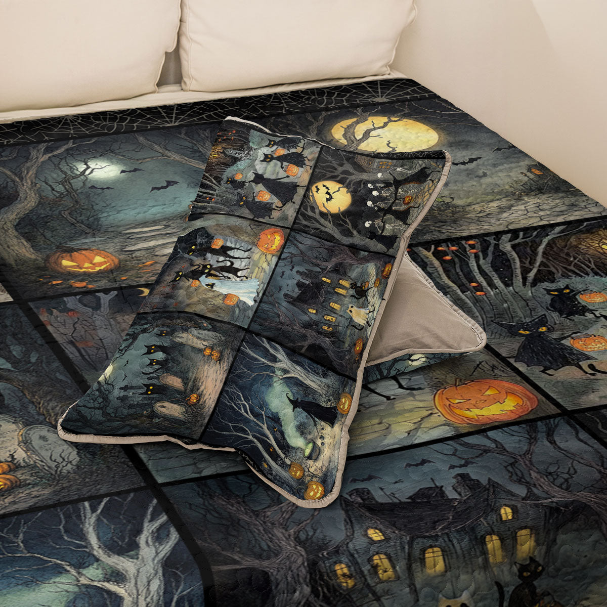 Shineful All Season Quilt 3-Piece Set Mystic Halloween Shadows