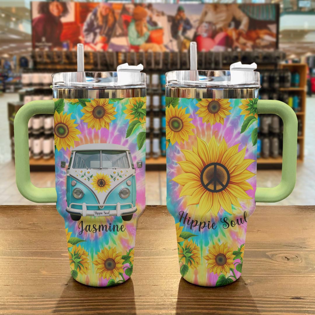 Hippie Personalized 40 Oz Shineful™ Tumbler Sunshine Peace Tl10 Green 40Oz