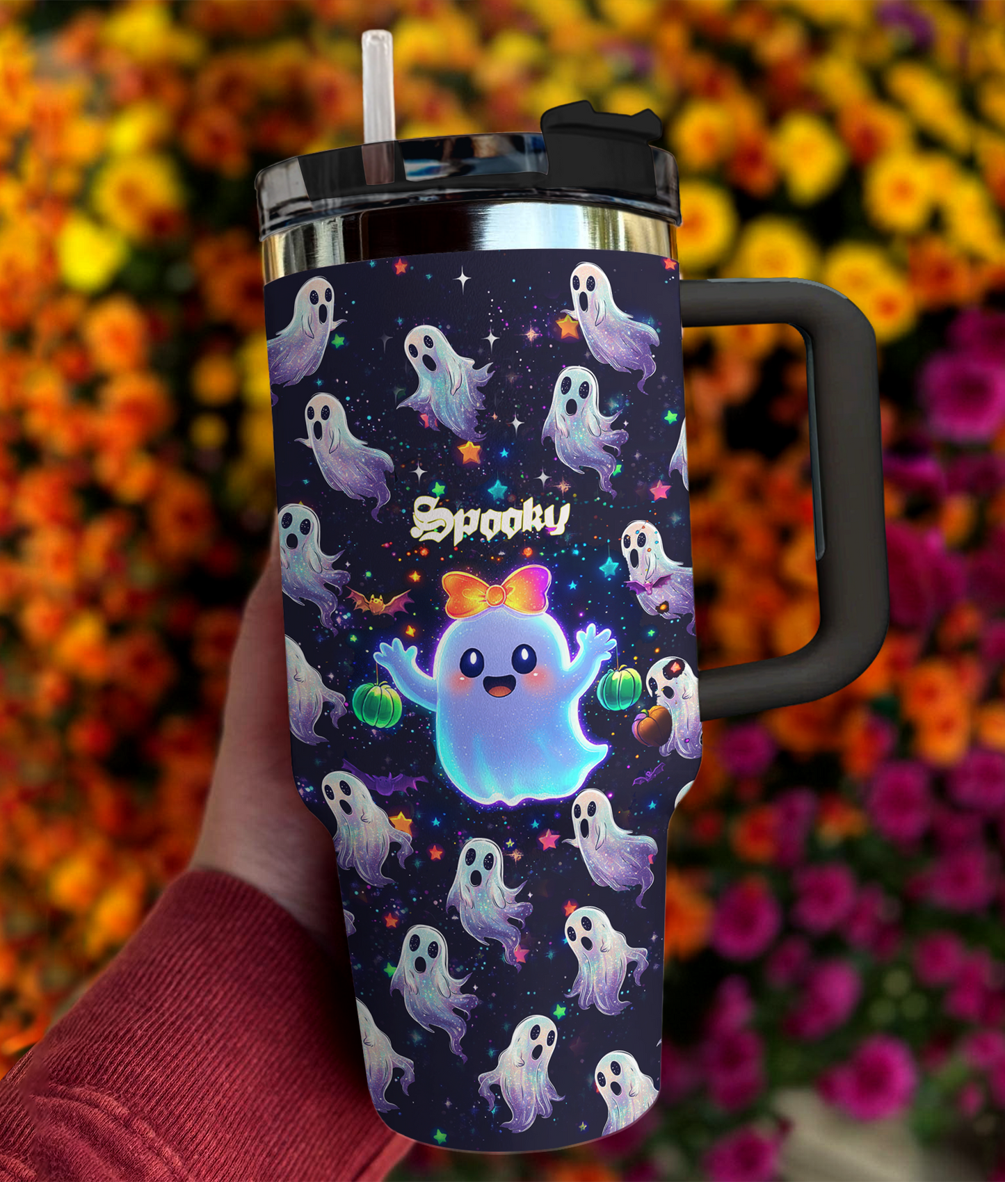 Shineful Tumbler Cute Neon Ghost