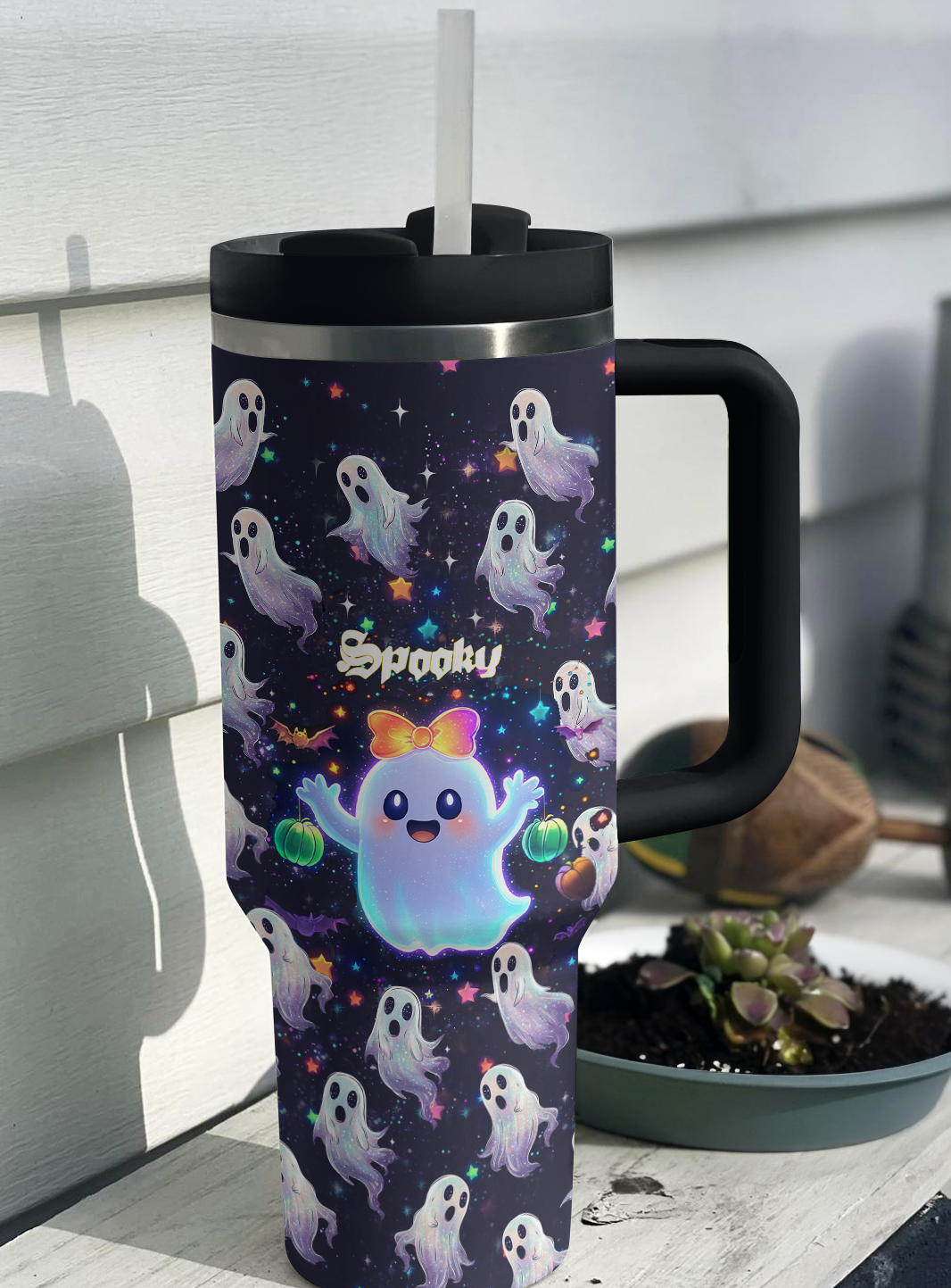 Shineful Tumbler Cute Neon Ghost