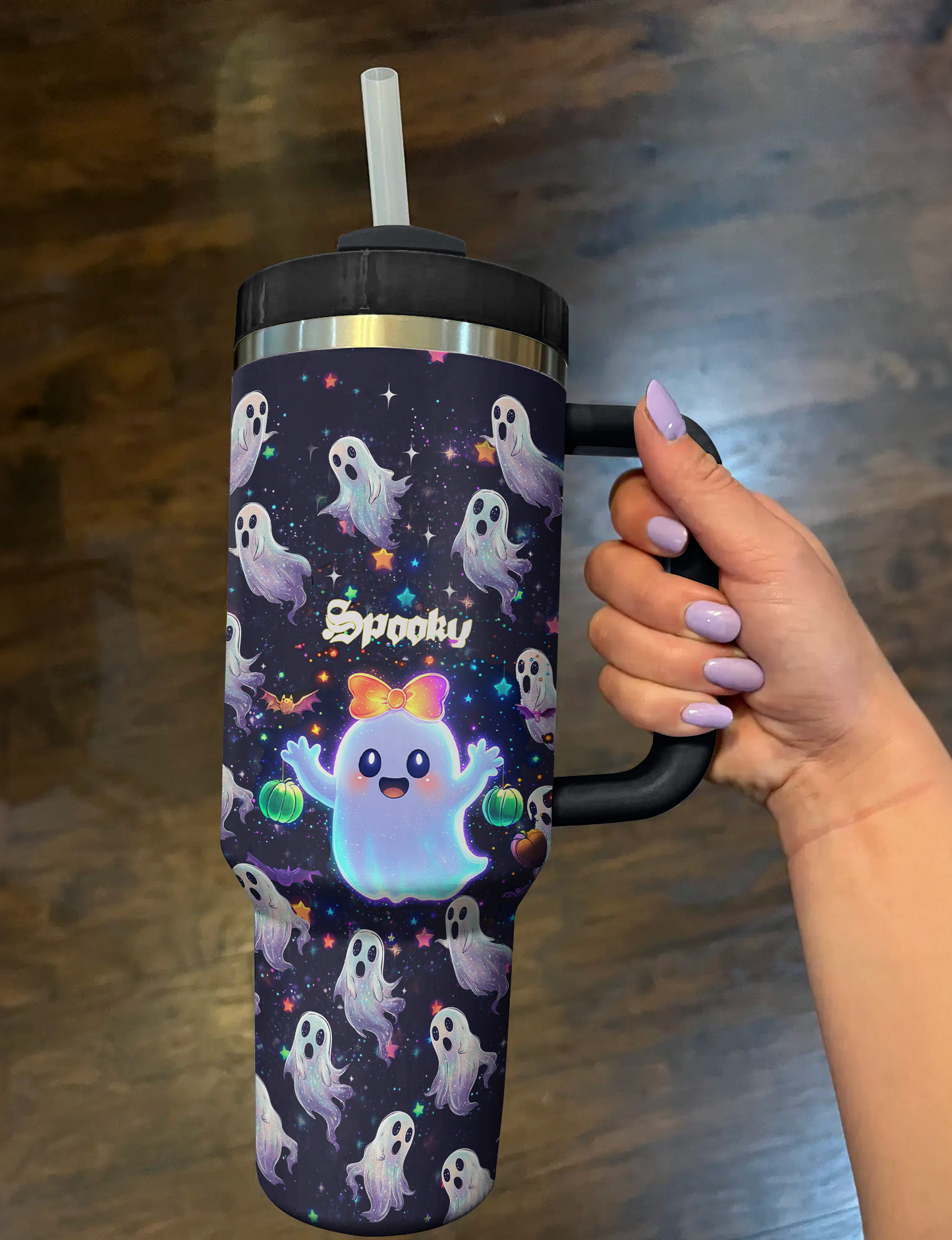 Shineful Tumbler Cute Neon Ghost