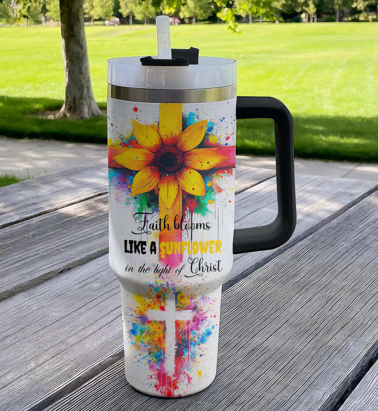 Shineful Tumbler Sunflower with God