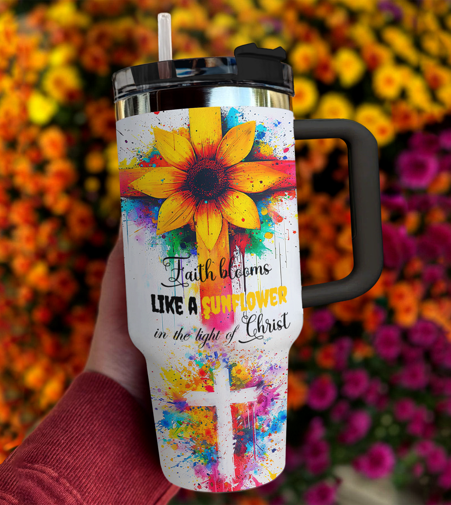 Shineful Tumbler Sunflower with God