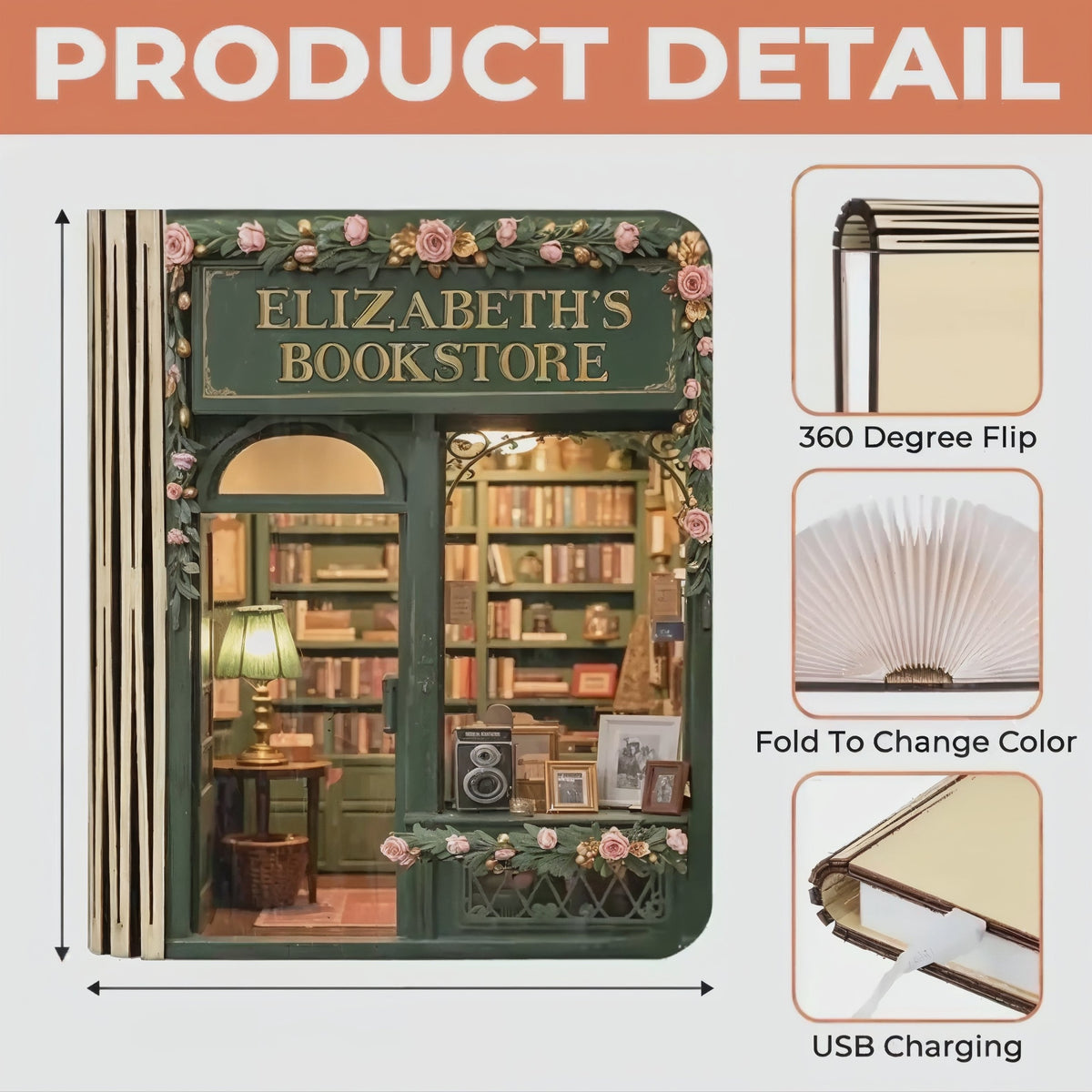 Shineful Fantasy Reading Nook Wooden Book Lamp