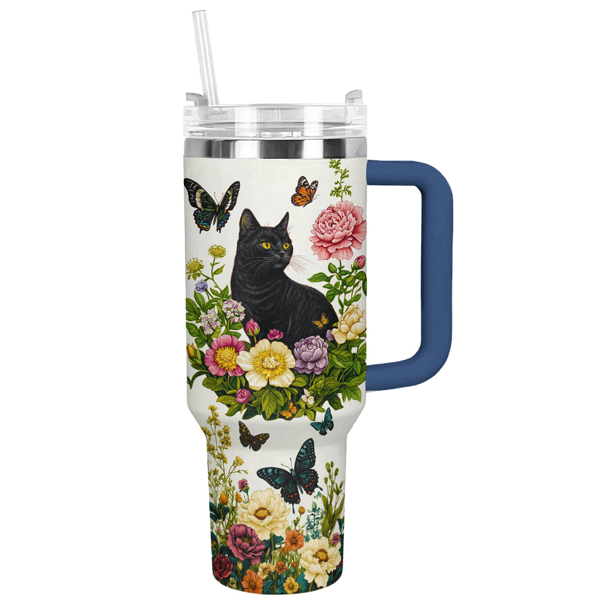 Shineful Tumbler Black Cat Floral Classic