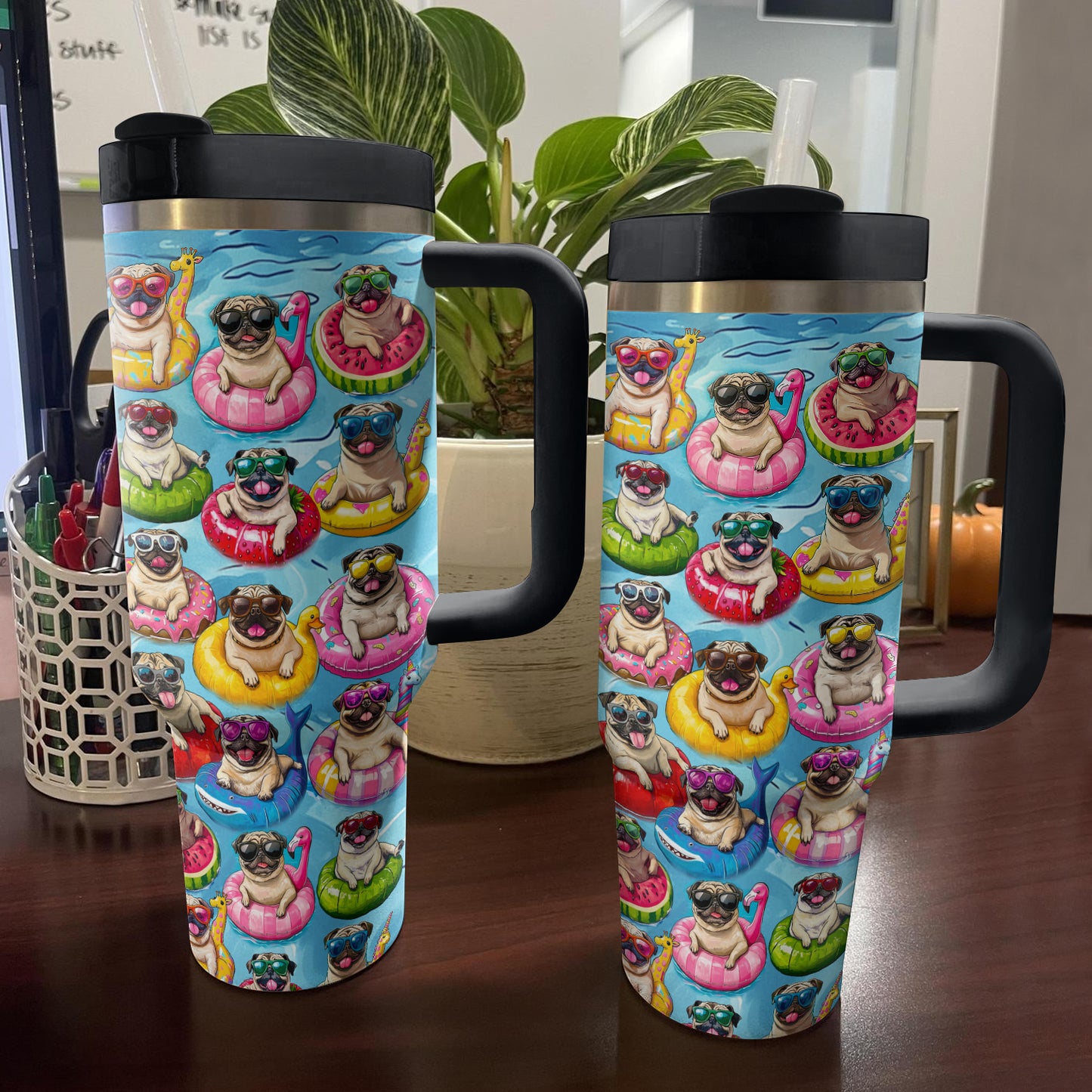 Shineful Tumbler Swimming With Pug