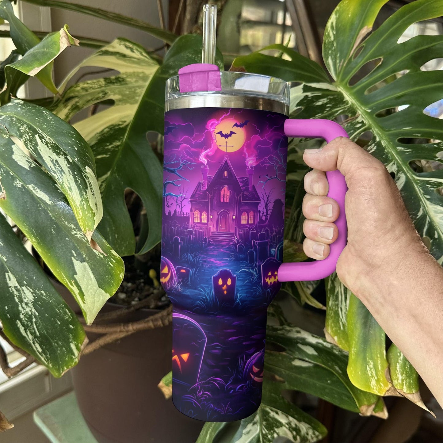 Shineful Tumbler Halloween Neon Graveyard