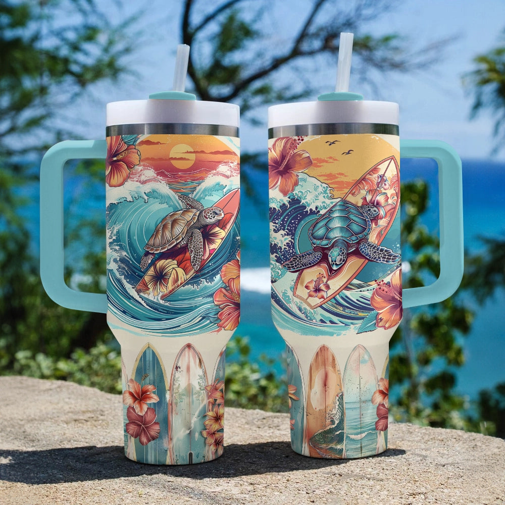 Shineful Tumbler Surfer Sea Turtle