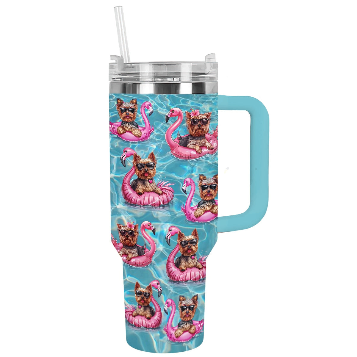 Shineful Tumbler Yorkie Flamingo Fiesta