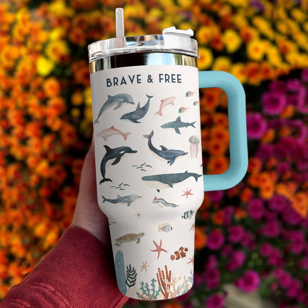 Ocean 40 Oz Shineful™ Tumbler Brave And Free Mn8 40Oz