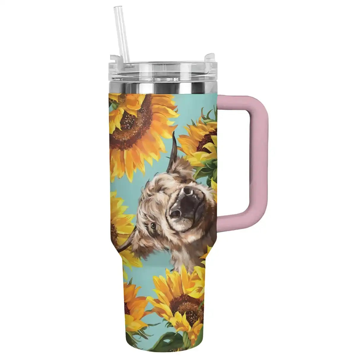 Shineful Tumbler Cow In Sunflowers